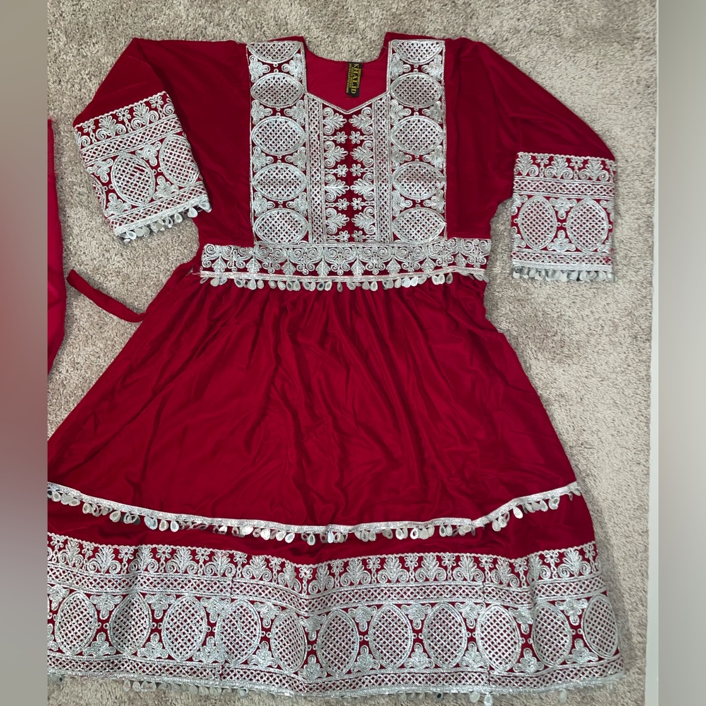 Stunning velvet NEW Afghan dress Afghanistan traditional dress gold coins kuchi